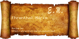 Ehrenthal Mária névjegykártya